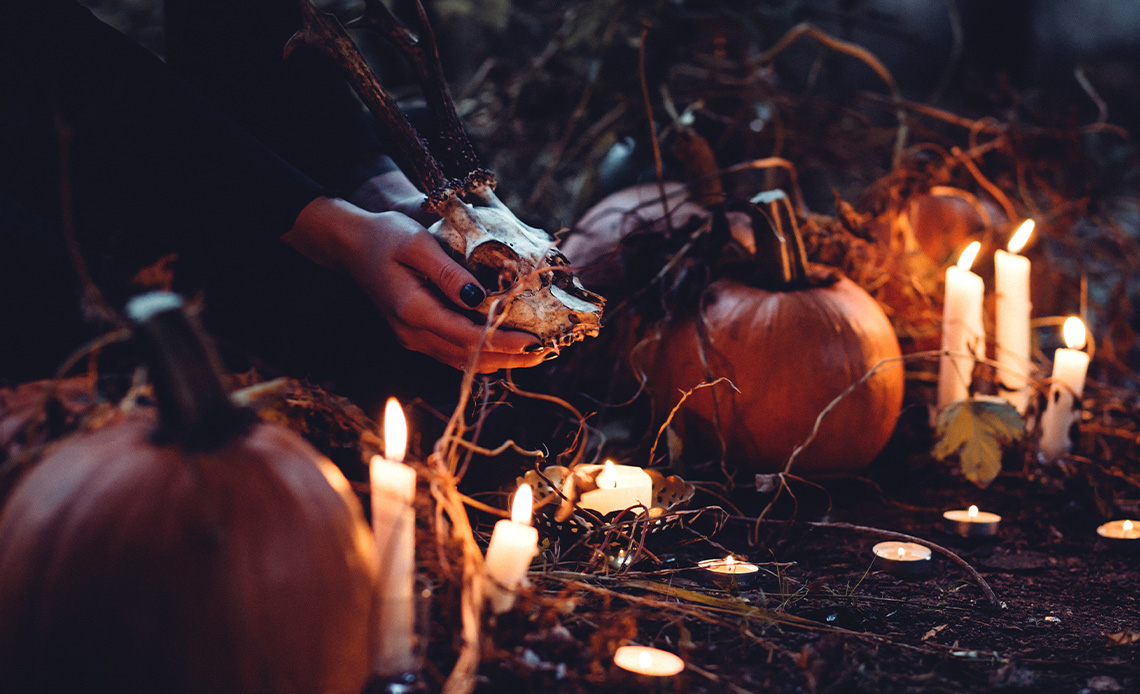 Season of the Witch Playlist. Witch at her Halloween altar.